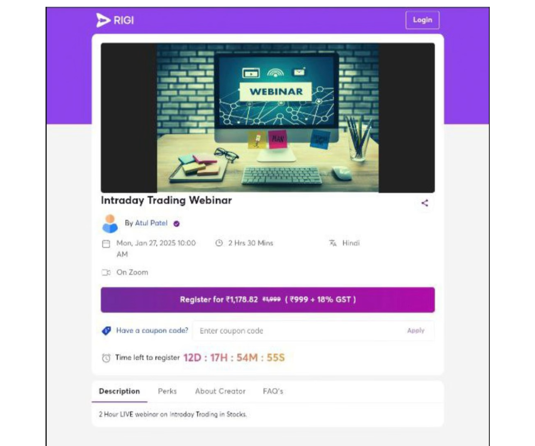 Atul Patel Intraday Trading Webinar January 2025